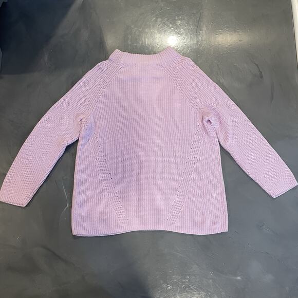 Lands End Sweater Women 1X Purple Chunky Mock Neck Lilac 100% Cotton Ribbed Knit - Picture 7 of 7